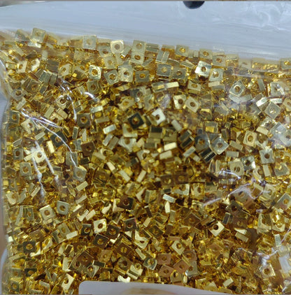 Brass Square Spacer Beads Geometric Silver Tone 100pcs 19