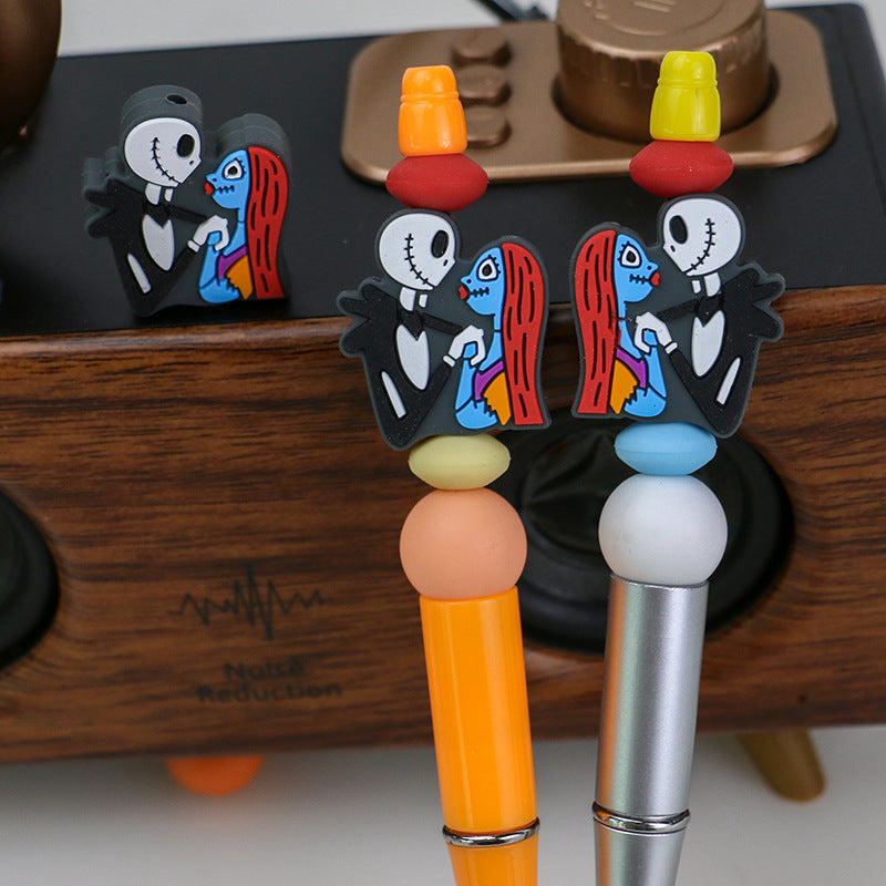 Silicone Focal Beads Halloween Skeleton Couple Holding Hands 20pcs 2