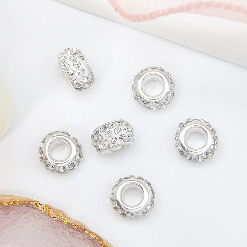 Rhinestone 3-Rows Spacer Beads 12mm Large Hole 50pcs 6