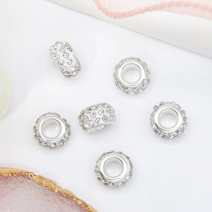 Rhinestone 3-Rows Spacer Beads 12mm Large Hole 50pcs 6