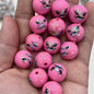 Plating Round Acrylic Beads 16mm Stitched Face Printed 100pcs 7