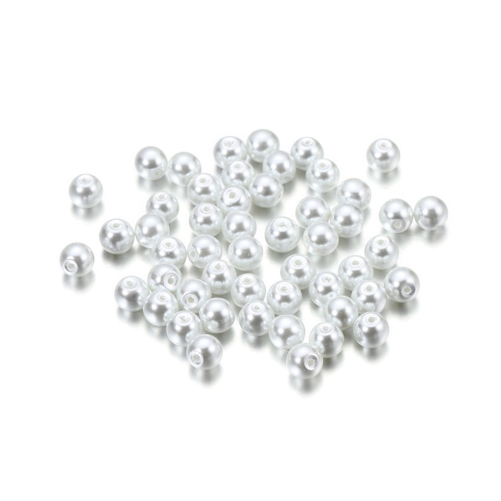 Pearl Glass Beads 8mm Imitation Smooth Glossy Mixed Colors 100pcs 6