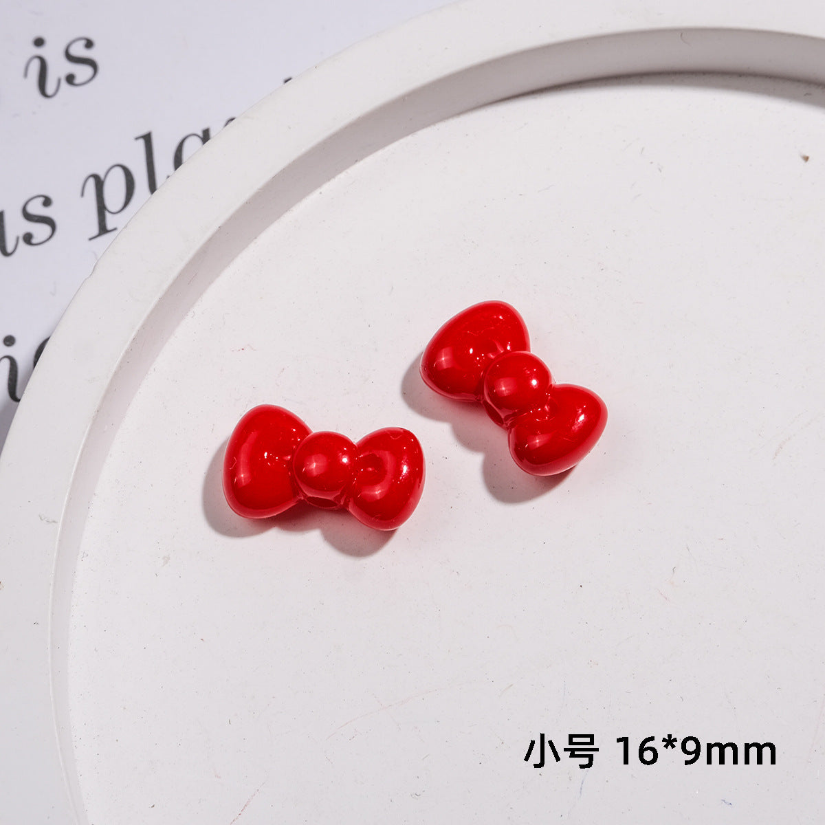 Painted Mini Bow Acrylic Beads 13mm Glossy Mixed Colors 50pcs 14