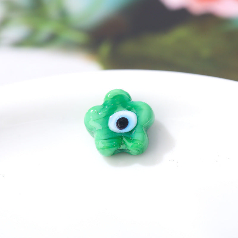 Lampwork Glass Beads Flower Shape 12mm Colorful Evil Eye 50pcs 7