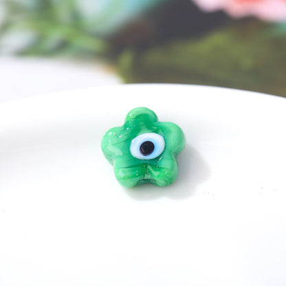 Lampwork Glass Beads Flower Shape 12mm Colorful Evil Eye 50pcs 7