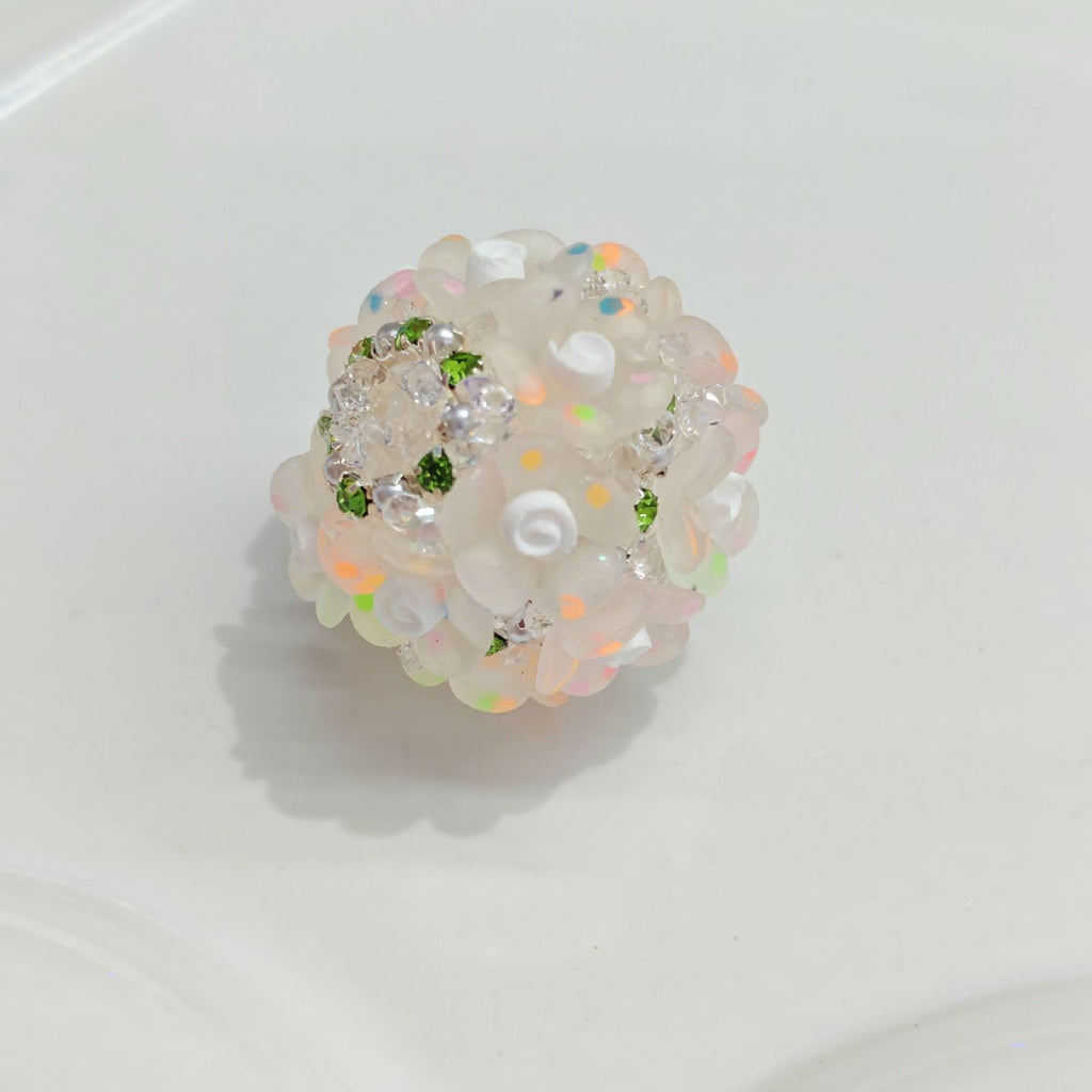 Embellished Bubblegum Beads 18mm Matte Confetti Floral 4pcs 4