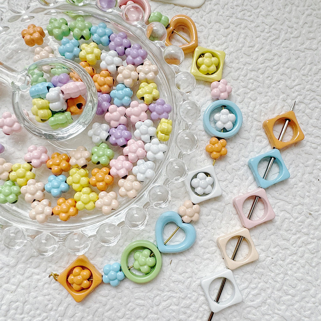 Heart Circle Floral Metal Beads Painted Solid Color Bulk 20pcs 4