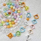 Heart Circle Floral Metal Beads Painted Solid Color Bulk 20pcs 4