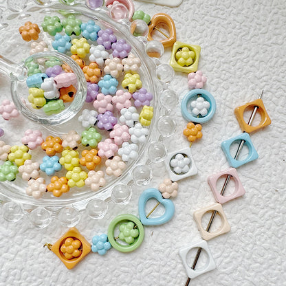 Heart Circle Floral Metal Beads Painted Solid Color Bulk 20pcs 4