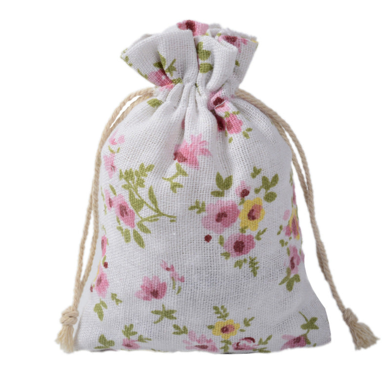 Cotton Linen Drawstring Pouches 10x14cm Animal and Botanical Prints 2pcs 11