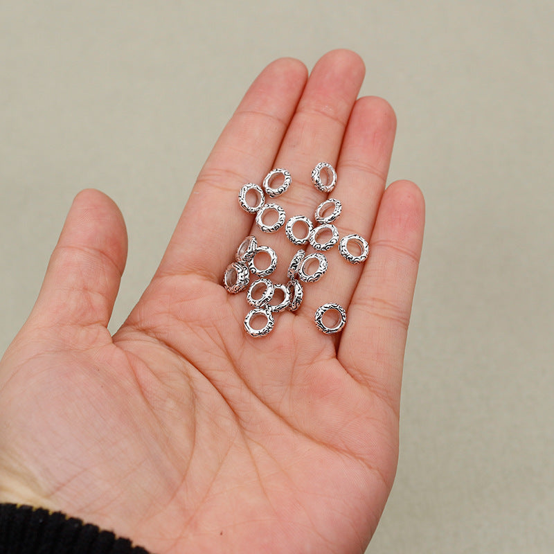 Alloy Ring Spacer Beads 8mm Antique Silver Tibetan Pattern 100pcs 4