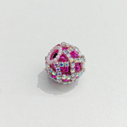 Rhinestone Bubblegum Beads 18mm Chain Enlaced Mixed Colors 4pcs 7