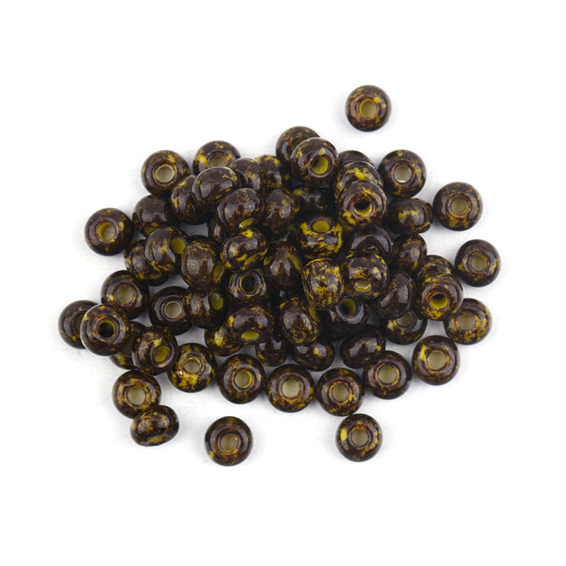 Czech Glass Seed Beads 3mm Olive Green Blue Speckled Polished 380pcs 7
