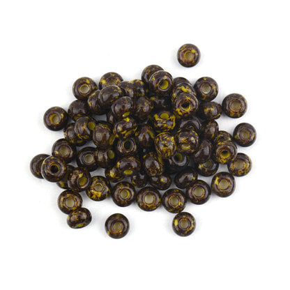 Czech Glass Seed Beads 3mm Olive Green Blue Speckled Polished 380pcs 7