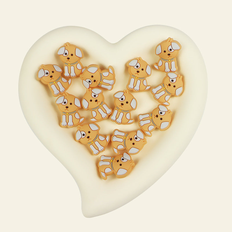 Silicone Focal Beads Puppy Sitting Pose 20pcs 3