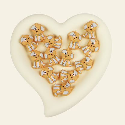 Silicone Focal Beads Puppy Sitting Pose 20pcs 3