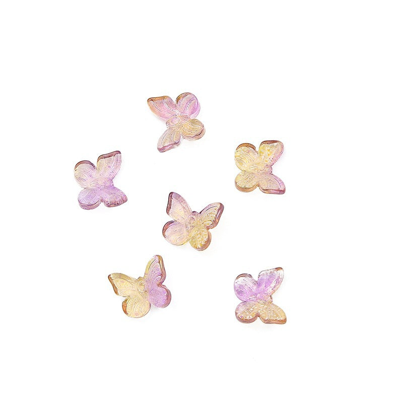 Czech Glass Butterfly Beads 11mm Translucent Pastel Gold Foil 10pcs 8