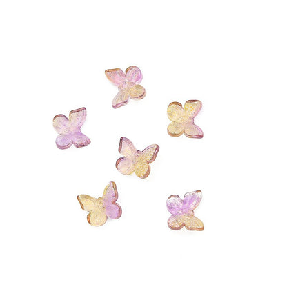 Czech Glass Butterfly Beads 11mm Translucent Pastel Gold Foil 10pcs 8