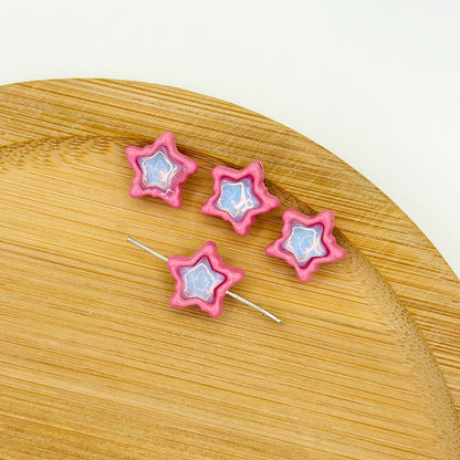 Star Metal Beads 13mm Baking Painted Zircon Embedded 10pcs 14