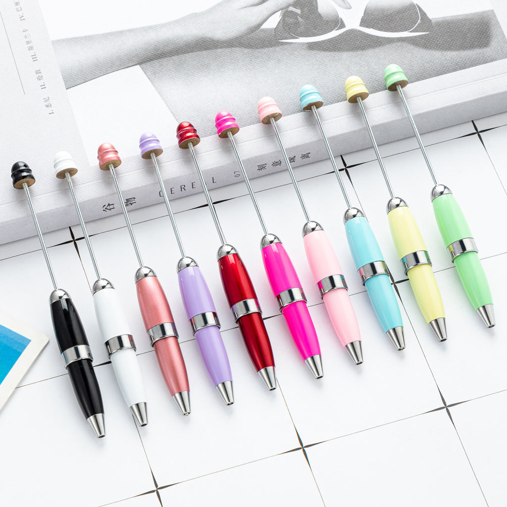 Beadable Pen Keychain Portable Metal Ballpoint Colorful Compact