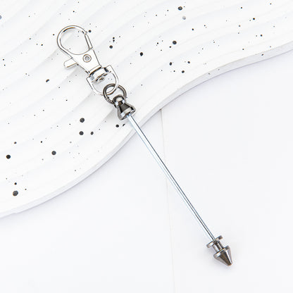 Beadable Keychain Metal Conical Bullet Shape Rose Gold Silver Gun Gray Black 9