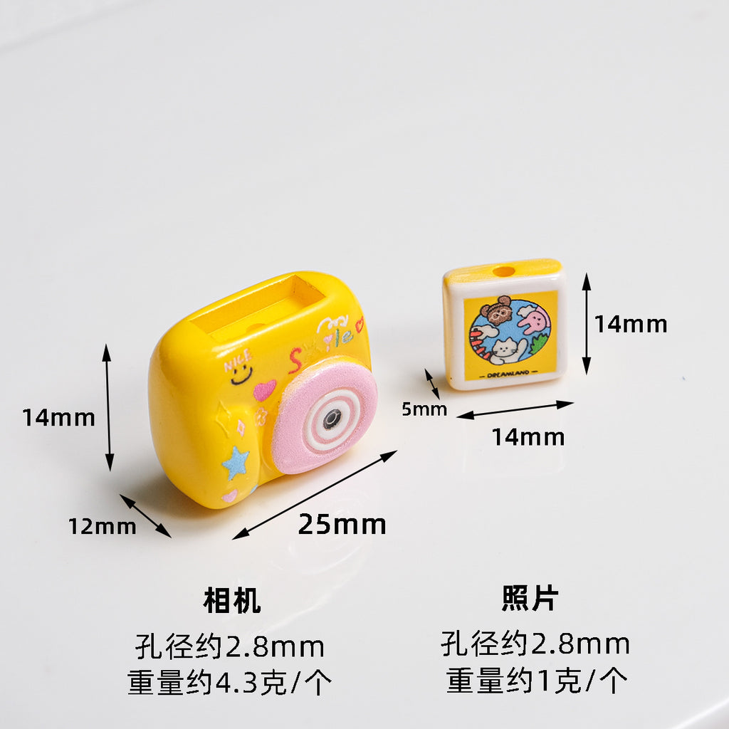 Polaroid Square Acrylic Beads 25mm Mini Camera Designs 10pcs 4