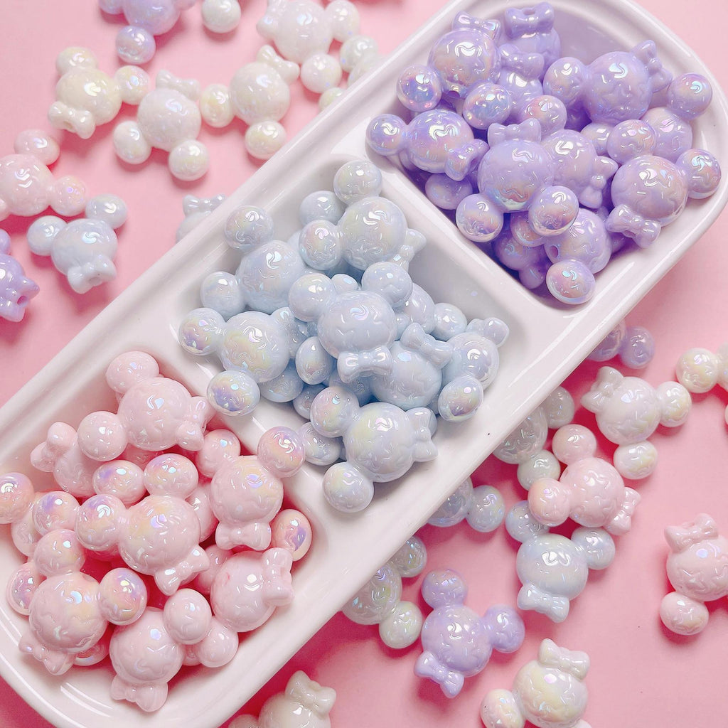 Glow Acrylic Mickey Head Acrylic Beads 28mm Pastel Glow 5pcs