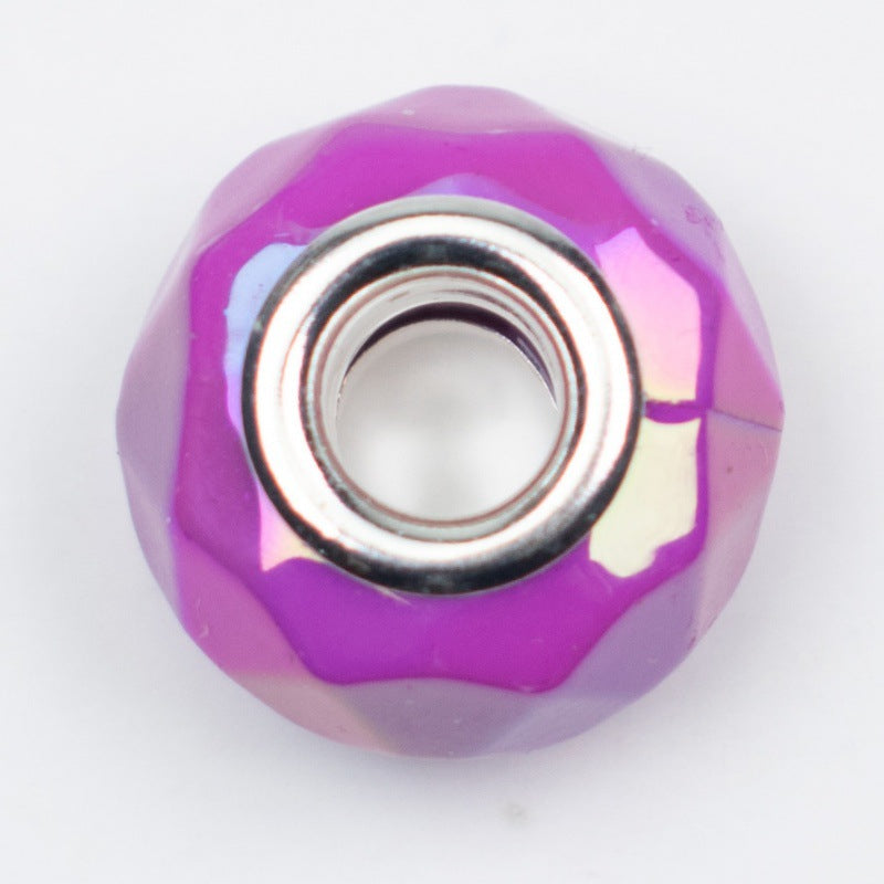 Acrylic Faceted Spacer Beads 15mm UV Plating Large Hole 20pcs 11