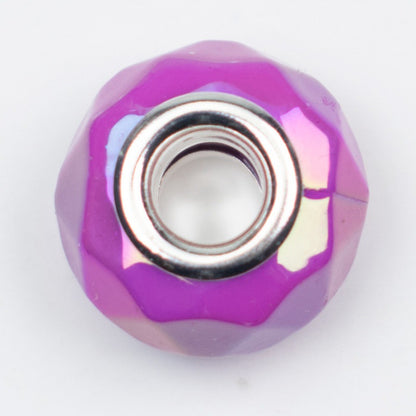 Acrylic Faceted Spacer Beads 15mm UV Plating Large Hole 20pcs 11