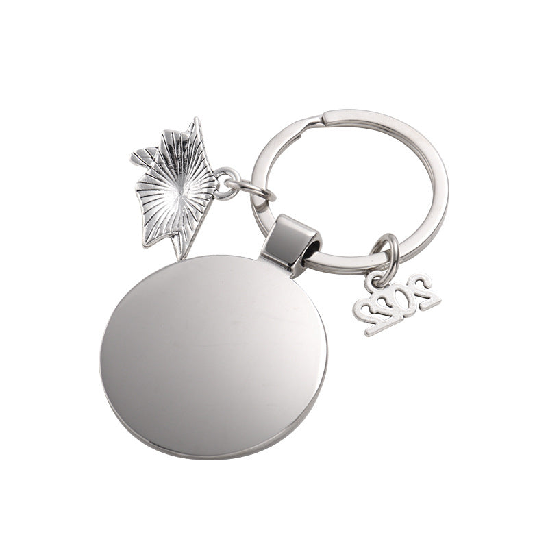 Metal Graduation Sublimation Keychain Round Photo Frame Silver 4