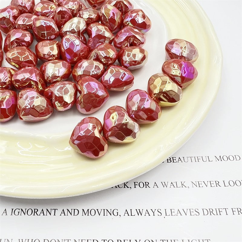 Light In The Dark Faceted Heart Acrylic Beads 20mm Pastel 10pcs 7