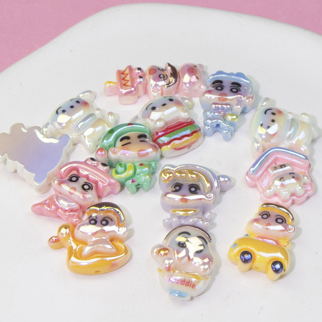 Plating Resin Beads Cartoon Character Glossy Pastel Colors 10pcs 3