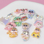 Plating Resin Beads Cartoon Character Glossy Pastel Colors 10pcs 3