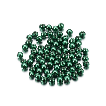 Pearl Glass Beads 8mm Imitation Smooth Glossy Mixed Colors 100pcs 41