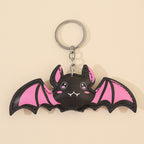 Pink Bat Metal Halloween Keychain Cute Wings Grin Design 3