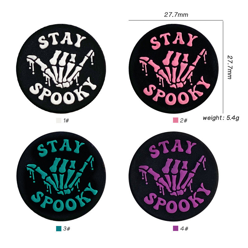Silicone Focal Beads Phantom Finger Skeleton Hands Stay Spooky Text 20pcs