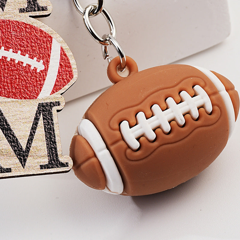 Acrylic Rugby Ball Keychain Sports Fan Design 8.7x5.8cm 3