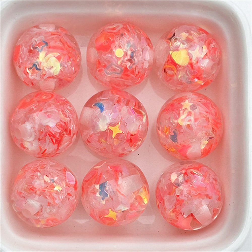 Snowflake Resin Beads 16mm Clear Sequin Filled Round 50pcs 3