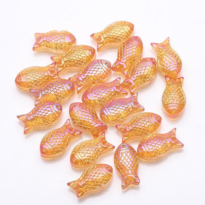Electroplated Transparent Fish Glass Beads 8x15mm 30pcs 21