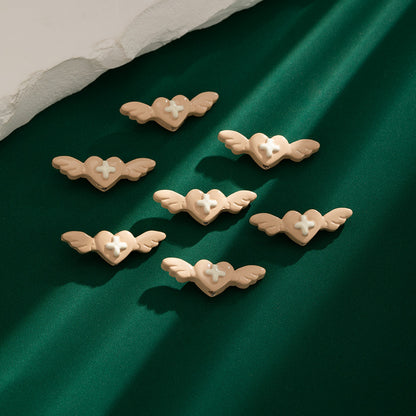 Angel Wing Metal Beads 25mm Colorful Baking Painted 10pcs 8