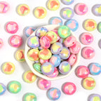 Two-Color Flat Round Bear Printed Acrylic Beads 18mm 10pcs 2
