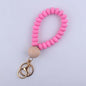 Silicone Beaded Flat Wristlet Keychain with Wood Accent 8