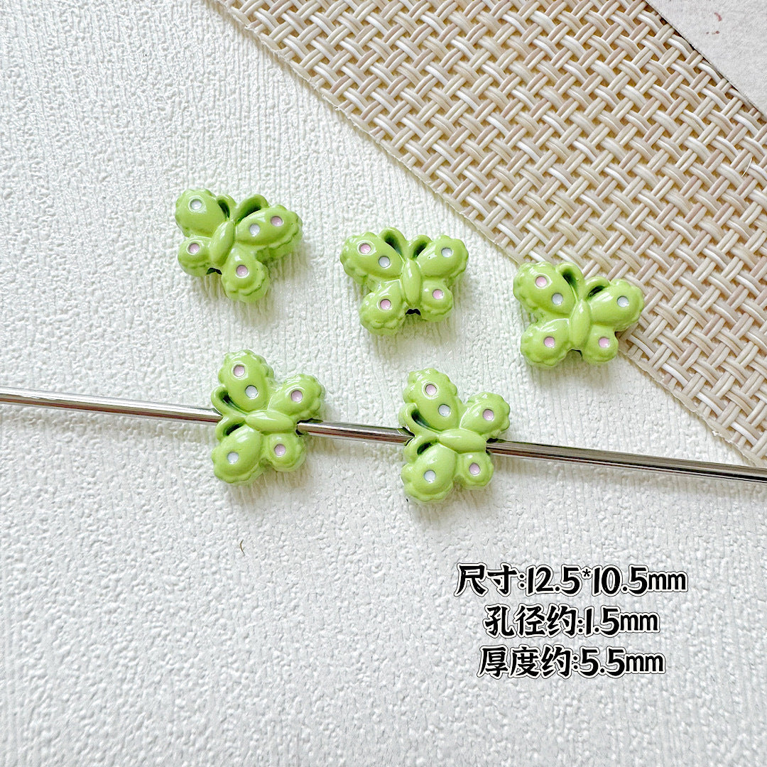 Puppy Butterfly Metal Beads 14mm 12mm Glossy Baked Finish 10pcs 19