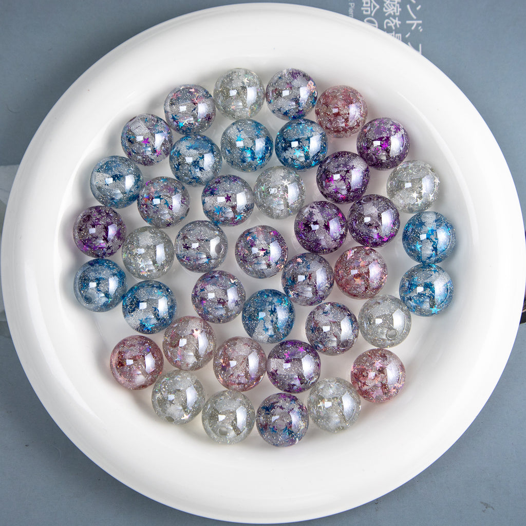 Shimmer Starry Resin Beads 16mm Round Multicolor 10pcs 4