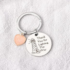 Lighthouse Keychain Stainless Steel with Peach Heart Charm 2