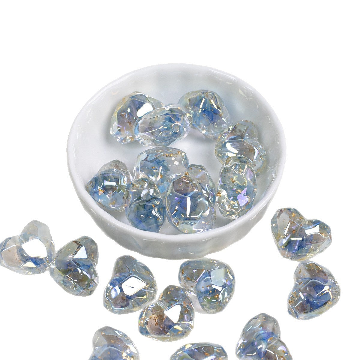 Floral Faceted Heart Acrylic Beads 20mm Resin 5pcs 5