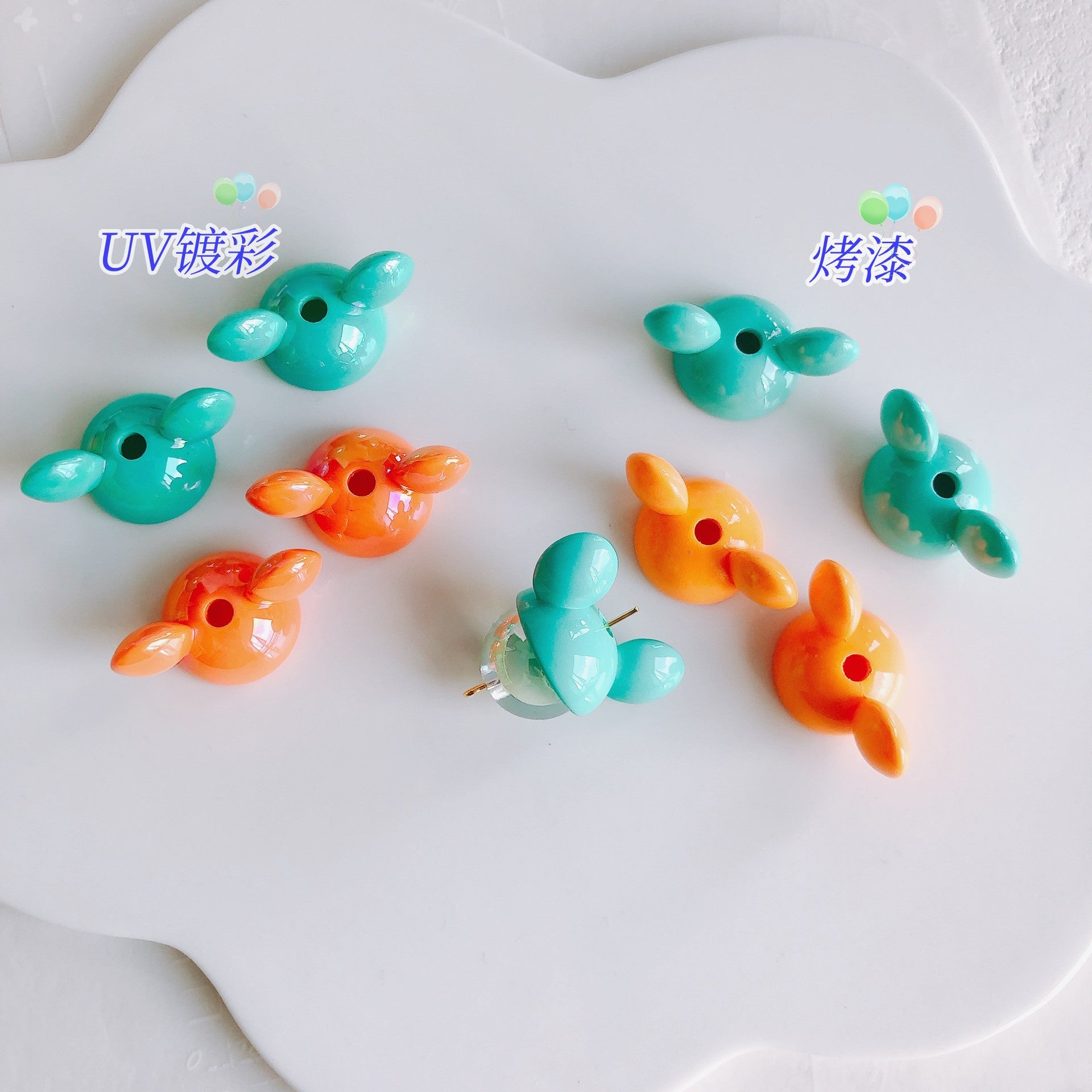 UV Plating Mickey Acrylic Bead Caps 18mm Glossy Mixed Colors 20pcs 3