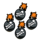 Silicone Focal Beads Simulated Bomb Glossy Black Orange Fuse 20pcs 2