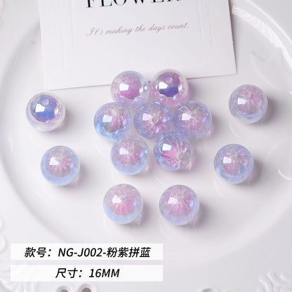 Glitter Fireworks Resin Beads 16mm Round Multicolor 10pcs 2
