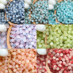 Frosted Round Glass Beads 10mm Jade Crushed Texture 30pcs 4